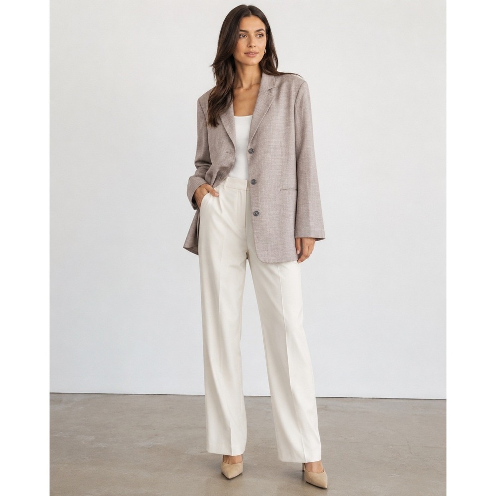 Asos Womens Brown Blazer 12 Tall Longline Tailored Professional Office Preppy